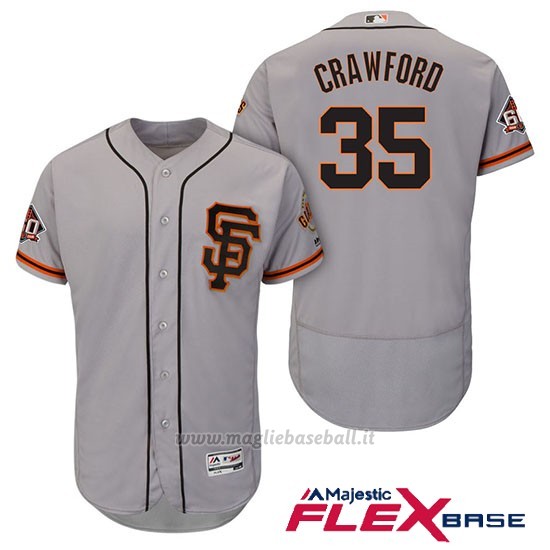 Maglia Baseball Uomo San Francisco Giants Brandon Crawford Grigio Alterner 60th Season Flex Base